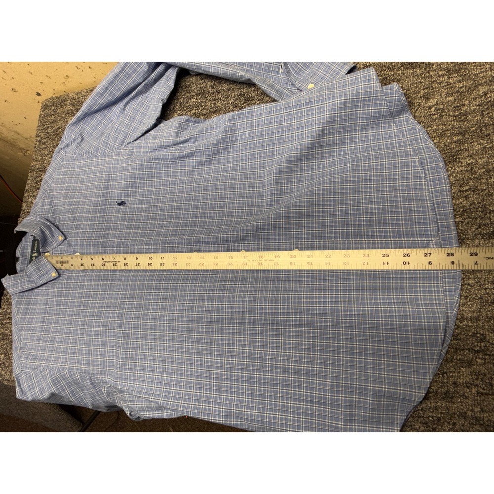 Ralph Lauren Mens Custom Fit Blue White Plaid Button Down Dress Shirt 17 - Picture 4 of 8